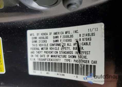 2014 Acura Tl Tech z USA, uszkodzony, nr VIN 19UUA8F53EA003977
